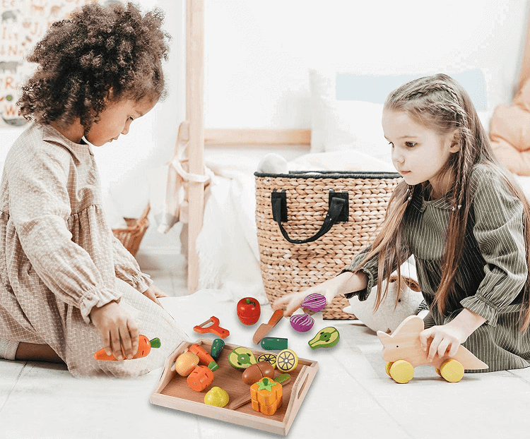 Wooden Food Toy Set with Utensils