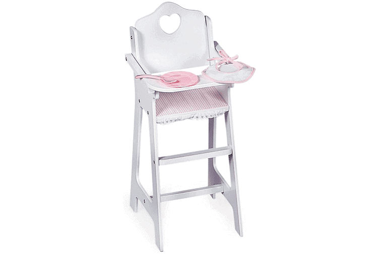 Badger Basket White Doll High Chair with Plate