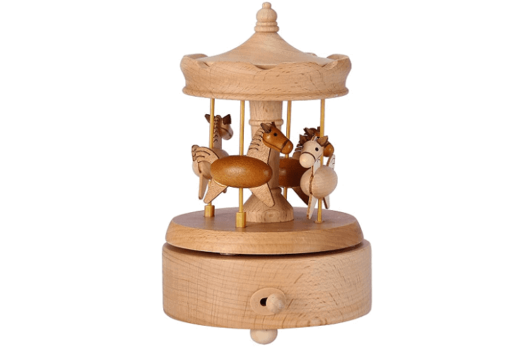 Clockwork Mechanism Carousel Wooden Music Box